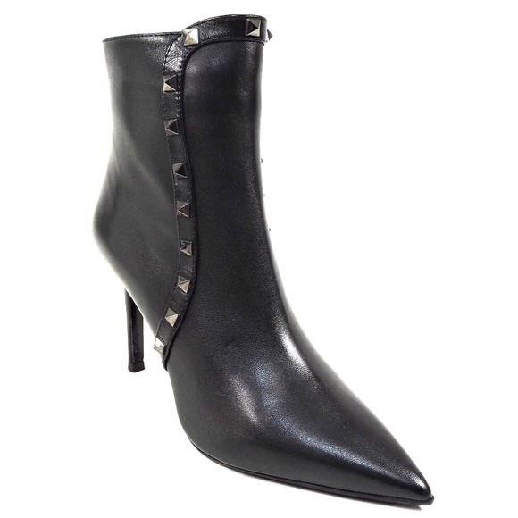 ALESSANDRO DI MARIA 🇮🇹 WOMEN BLACK LEATHER FASHION ANKLE BOOTIE - Picture 3 of 9